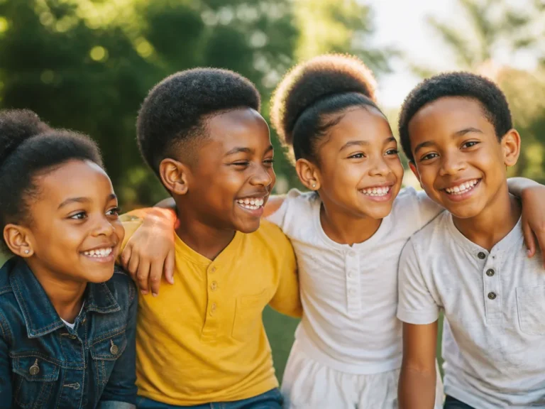Smiling children together at a church event